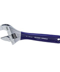 Slimmer Jaw Adjustable Wrench With Forged Construction And High Polish Chrome Finish 8 Inch, blue handle.