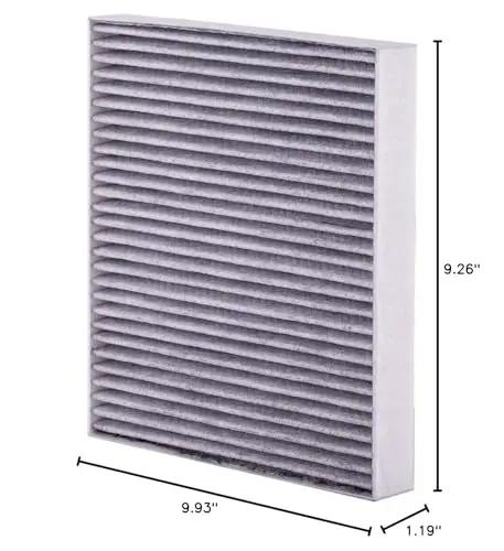 Cabin Air Filter PC99204X for VW Audi 2018-2025, dimensions 9.93x9.26x1.19 inches, four-stage filtration, activated charcoal