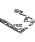 Soft Close Vertical Lift Cabinet Hinge With Silent Pneumatic Operation for smooth quiet opening and closing, metal hinge set on white background