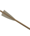 Set Of 50 Real Turkey Feather Arrow Fletching Vanes, 4 Inch Shield Style, attached to wooden arrow, white feather detail