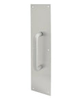 4 X 16 Inch Satin Aluminum Door Pull And Plate With Round Handles, Pre-Punched Mounting Holes, 6 Inch On Center, Commercial Grade