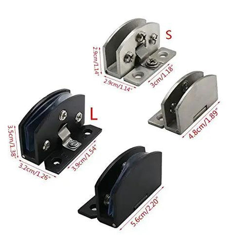 No Mess Quick Setup Heavy Duty Zinc Alloy Hinges Designed For Wine Cabinet Glass Doors Featuring Smooth Slow Close Mechanism And Rust Proof Brushed Metal Hardware in S and L sizes.