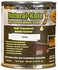 No Sweat Soy Based Wood Stain Five Gallon Semi Solid White Topcoat in a can, suitable for interior and exterior use.