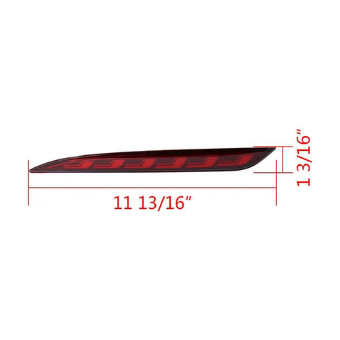 Straight Up High Output Rear Bumper Lights For Tesla Model 3 2017 To 2022 side view with dimensions 11 13/16" x 1 13/16"