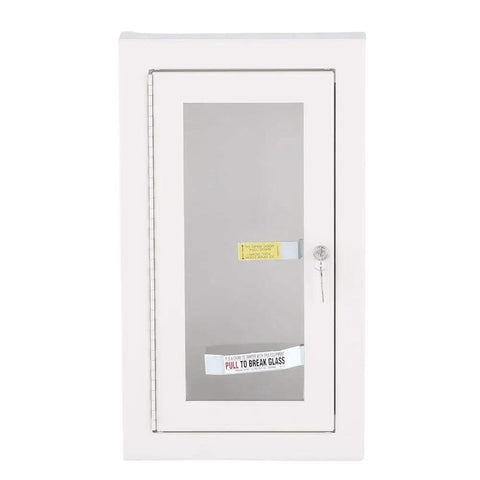 Semi Recessed 10 Pound Fire Extinguisher Cabinet With Lock And Tempered Glass Window Tough As Nails Heavy Gauge Galvanized Steel