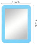 Magnetic Locker Mirror Pack 10 Blue Real Glass 5 By 7 Inches for School Lockers with dimensions shown, no distortion.