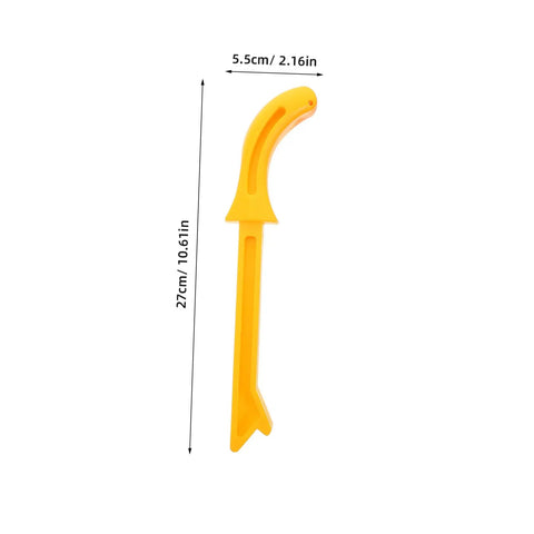 Two Piece Woodworking Safety Push Stick Set Yellow And Red Gripper Blocks For Carpentry Table Saw Router Jointer And Shaper Safe Material Handling And Precise Cuts showing yellow push stick dimensions