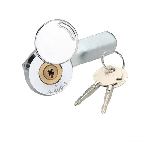 Round Cam Lock For Distribution Box And Cabinets, Heavy Duty Zinc Alloy Lock With 2 Keys, side view of lock and keys