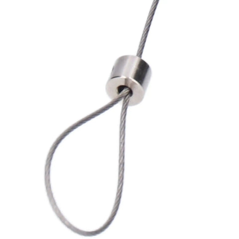 Close-up of cable from Automatic Door Closer Set With Sensor And Punch Free Install, 2 Pack Built Tough Stainless Steel Construction