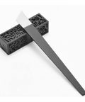 Pro Grade Two Piece Leather Knife Set For Leathercraft, Round Cutting Knives In Manganese Steel on decorative stand
