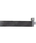 High Performance Transmission Oil Cooler Perfect For Your Ram 2500 And 3500 Trucks With The Big 6.4L Or 6.7L Engine From 2019 To 2020 Model Years Ensuring You Stay Cool And Get Some Serious Bang For Your Buck On Long Hauls., black finned transmission oil cooler with aluminum fitting