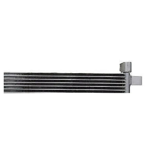 High Performance Transmission Oil Cooler Perfect For Your Ram 2500 And 3500 Trucks With The Big 6.4L Or 6.7L Engine From 2019 To 2020 Model Years Ensuring You Stay Cool And Get Some Serious Bang For Your Buck On Long Hauls., black finned transmission oil cooler with aluminum fitting