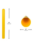 Hella Durable 4 Inch By 52 Inch Round Top Bollard Covers High Visibility Yellow HDPE Guard shown with dimensions, ideal for parking.
