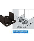 Decorative Interior Sliding Barn Door Hardware Spoke Wheel Kit For 72 Inch Doors In Oil Rubbed Bronze Includes All Mounting Hardware For Easy Installation Perfect For Rustic Gate Shed Or Stall Doors Adds Privacy And Style, showing double floor guide component.