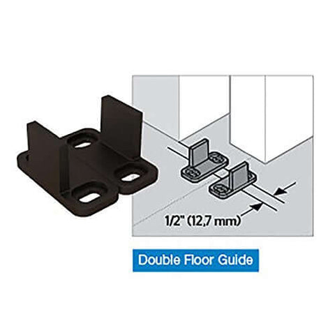 Decorative Interior Sliding Barn Door Hardware Spoke Wheel Kit For 72 Inch Doors In Oil Rubbed Bronze Includes All Mounting Hardware For Easy Installation Perfect For Rustic Gate Shed Or Stall Doors Adds Privacy And Style, showing double floor guide component.