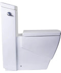Side view of Whisper Quiet Soft Close Toilet Seat Replacement For TB336 White With Easy Glide Hinge installed on a toilet