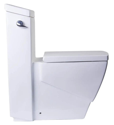 Side view of Whisper Quiet Soft Close Toilet Seat Replacement For TB336 White With Easy Glide Hinge installed on a toilet