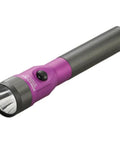 Purple Flashlight Go-To For Home And Outdoors, Rugged LED Torch With A 2 Year Warranty, shown with textured grip handle.