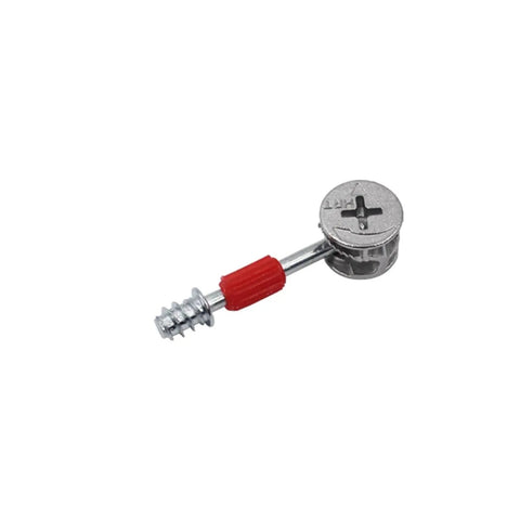 Two In One Furniture Hardware Kit With Self Tapping Screws And Eccentric Wheel for rock solid joints on white background