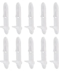 20 Pack Clear Plastic Shelf Support Pegs Crafted For Straightforward Kitchen Cabinet And Bookshelf Fixes Heavy Duty 7mm Locking Pins, shown from the front view.