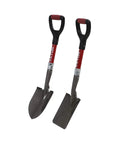 Two Piece Mini Garden Shovel Set With Fiberglass Short Handles, 14 Gauge Steel Blades, D Grip, Rust Resistant Finish, Ideal for Gardening
