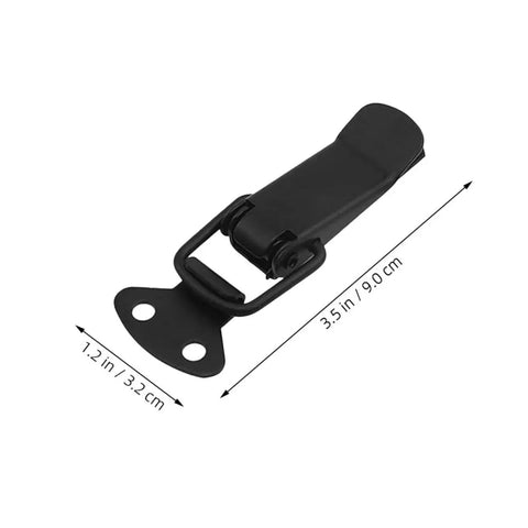 Universal Push Close Latch Kit With 4 Piece Spring Loaded Toggle Hasp for cabinets, black metal, dimensions 3.5 x 1.2 inches