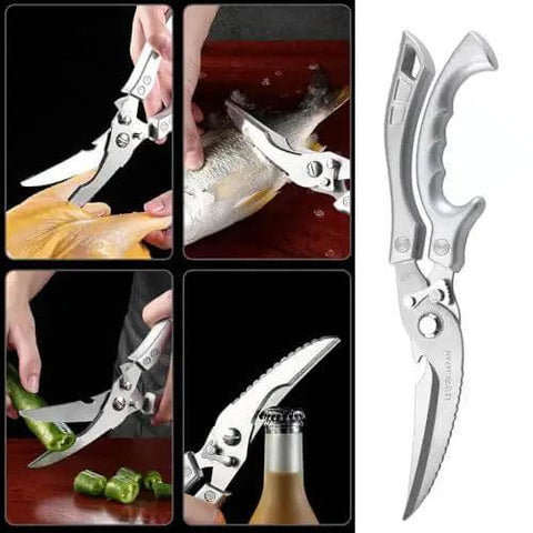 Rugged Stainless Steel Kitchen Scissors For Cooking And Poultry, Sharp Poultry Shears For Bones Turkey Meat Fish And Veggies, 1 Pack