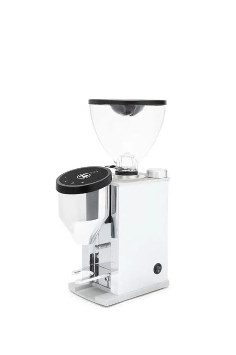 Premium Compact Home Espresso Maker Paired With Precision Burr Grinder Featuring Pid Temperature Lock For Hella Rich Extraction And Ready To Rock Convenience, silver grinder with transparent hopper.