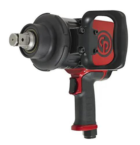 Heavy Duty 1 Inch Air Impact Wrench With Beefy Aluminum Housing And Sharp Red Finish Built Like A Tank For Grease Monkeys Featuring Swivel TPR Grip High Torque Control And Boss Level Reliability in black and red finish.