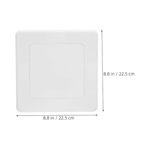 No Drill ABS Access Panel For Drywall Peel Stick Ceiling Pipe Cover Hides Nasty Pipes with smooth white finish, 8.8 in size.