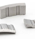 Front view: 3-piece set of silver turbo diamond concrete segments for core drill bits.