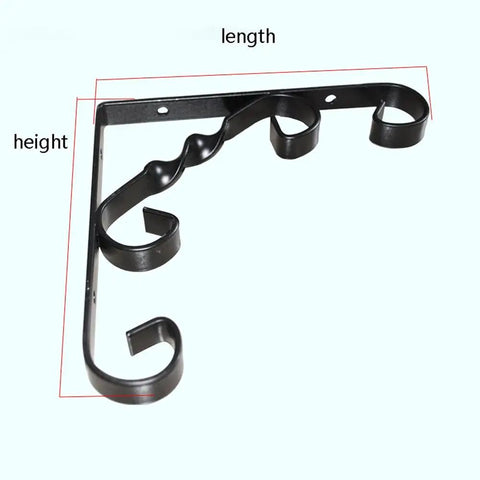 Built Like A Tank Wrought Iron Shelf Brackets Wall Mount Corner Support For Bookcases Kitchen Cabinets And Outdoor Storage Rustic Black Metal Hardware Pieces For Your Garage Setup, showing dimensions.