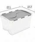 Top Shelf 2 Pack Of 48 Quart Stackable Storage Bins With Clear Plastic Flip Hinge Lids And Gray Finish, 22.5" L storage container.
