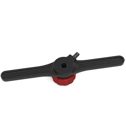 Tap Handle Set For Hand Tapping On Milling Machines With Tap Guide Compatibility And Low Profile Design with red knob, top view
