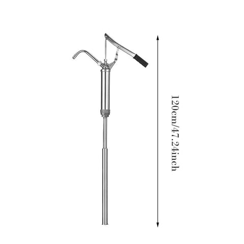 Heavy Duty Manual Oil Drum Pump With Ergonomic Handle For High Pressure Transfer And Effortless Sump Cleaning with a height of 120cm.