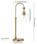27 Inch Tall Arc Table Lamp With Seeded Glass Shade In Brushed Brass Finish For Home Or Office Desk Reading And Task Lighting Ideal For Nightstands And Side Tables A Classic Yet Modern Accent Lamp For Your Setup with measurements