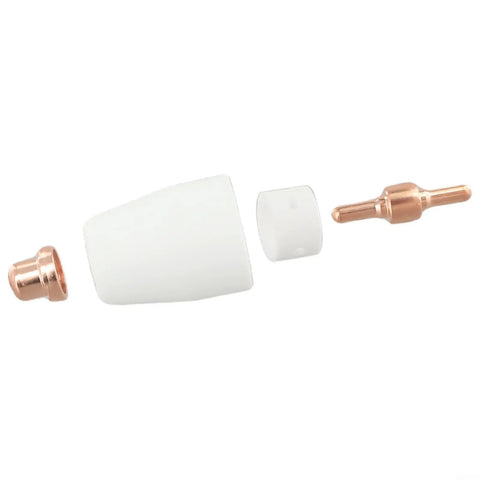 Premium 20-Pack Plasma Cutter Consumables For PT-31 Torch Nozzle Tips Electrodes including nozzle and electrode parts.