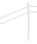 Heavy Duty Iron Wall Mounted Handrail And Outdoor Stair Railing Featuring Reinforced Frame And Non Slip Grip Built Tough For Elderly Safety And Kid Safe Support On Porch Or Steps With Rock Solid Construction, white steel construction.