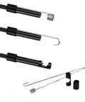 Dual Lens Endoscope Camera With Light, DIY-Friendly Borescope Tool attachments, IP67 waterproof, semi-rigid cable, hooks, and sleeves.
