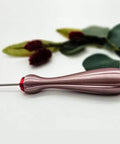 Two Piece Bead Roller Quilling Tool Kit With Slotted Winding Pins In One Eighth Inch And Three Thirty Second Inch Bright Stainless Steel Pink Pearl Silk Handle