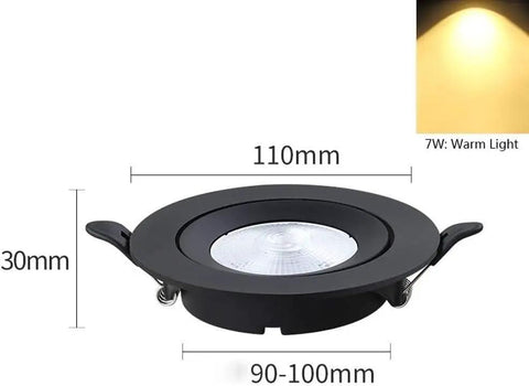 WKNHHL Recessed Lighting Housing Trim Kits Ultra Slim Led Embedded Downlight Black Aluminum Panel Ceiling Lights Round Ceiling Spotlight for Commercial Home,White Light_5W,Natur, round downlight with black trim, dimensions 110mm x 30mm.