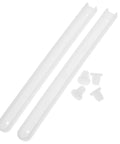 Heavy Duty Ball Bearing Drawer Slides With Locking Mechanism, Full Extension Side Mount Rails For Kitchen Cabinets And Furniture, Quiet Operation, No Tools Needed, Includes 2 Rails And 4 Screws shown in white color.