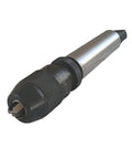 Keyless Drill Chuck Three Sixteenths To Three Quarters Inch With Morse Taper Five For Drill Presses And Lathes Self Tightening Grip Delivers Strong Clamp High Reliability And Stability 0.005 Inch Precision Quenched Key Parts For Long Lasting Durability, angled view