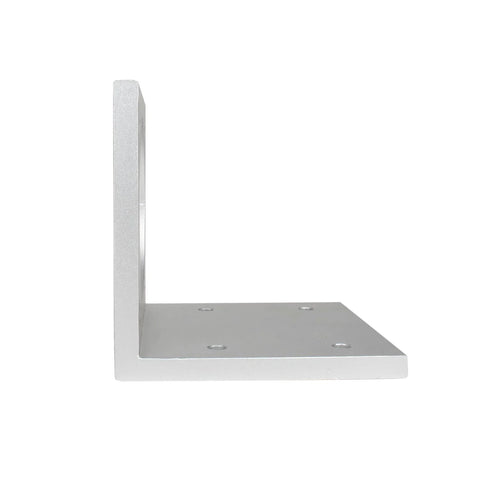 Aluminum L-shaped motor bracket for Nema 34 (85/86) stepper motors; base with four mounting holes