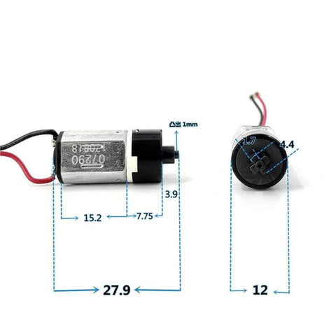 Dimensions of N20 Planetary Gear Motor Micro DC 3V To 6V 100 RPM Slow Speed Gearbox With Cross Shaft For Lock Toy Projects