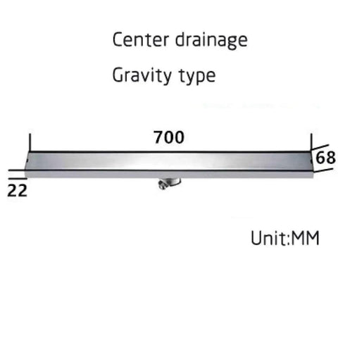 Solid Stainless Steel Floor Drain Catcher With Built In Hair Trap For Showers And Sinks Gravity Drainage Keeps Pipes Clear Zero Drama Cleanup Smooth Rectangular Sink Plug Cover, 700mm long.