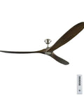 Modern 3 Blade Ceiling Fan With Wireless Remote And Straight Up Smooth Airflow Powered By An Energy Smart Dc Motor Spanning 88 Inches Wide in Aged Pewter Finish.