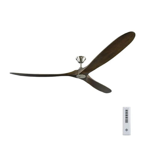 Modern 3 Blade Ceiling Fan With Wireless Remote And Straight Up Smooth Airflow Powered By An Energy Smart Dc Motor Spanning 88 Inches Wide in Aged Pewter Finish.