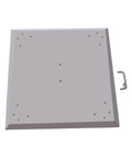 Top view of Stainless Steel Fire Pit Heat Deflector Shield With Foldable Design And Easy Handle for small pits up to 24 by 24 inches.