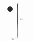Side view image of Bulk Black 5 Inch Disposable Plastic Coffee Stir Sticks showing dimensions, 1000 Count Sip Stirrer Straws for Offices and Events.